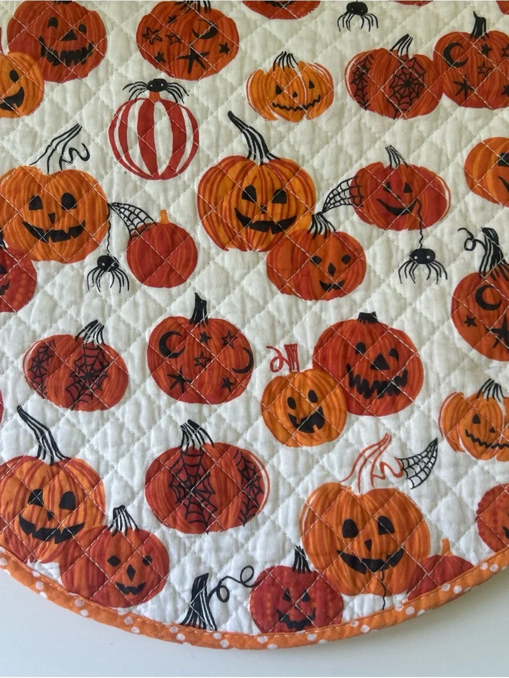 Cupcakes & Cashmere Orange Pumpkin Halloween Quilted Placemats Set of 4